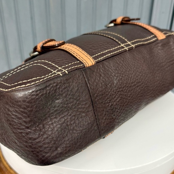 Vintage Coach Chelsea Brown Tan Pebble Leather Shoulder Bag F12339 Satchel Zip - Picture 14 of 15